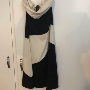 Black and white strapless dress